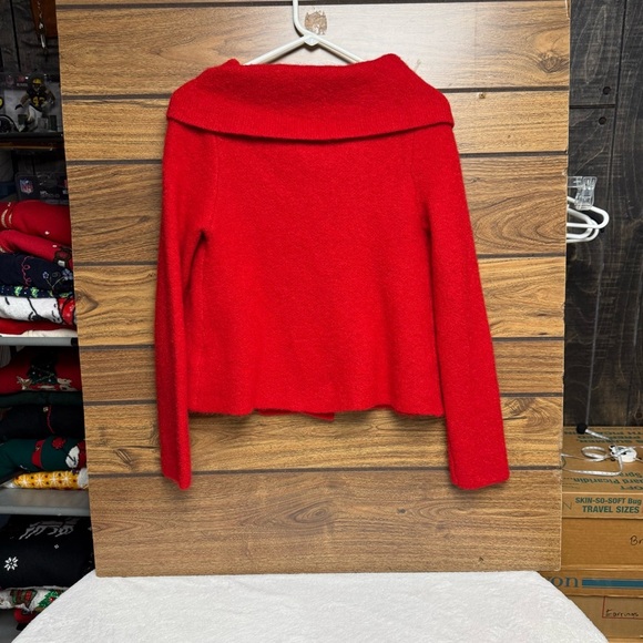 Adrienne Vittadini size small Red Cowl Neck Sweater with Turtleneck Style draped - Picture 6 of 8